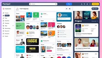 An online platform interface displaying a diverse range of freelance profiles and project listings, illustrating the seamless connection between freelancers and businesses facilitated by Freelance Connect.