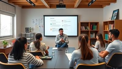 An engaging virtual classroom setting with diverse students interacting with a native-speaking instructor through an online platform, showcasing cultural elements and language learning materials, fostering a dynamic and immersive learning environment.