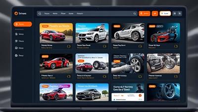 An online dashboard displaying a variety of car maintenance courses and tutorials, with engaging graphics and user-friendly navigation, conveying a sense of learning and empowerment for car enthusiasts.
