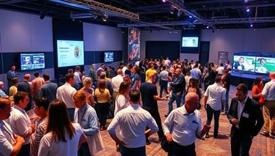 An interactive virtual event setting with attendees networking in a virtual space, attending seminars and workshops, engaging in team-building activities, and enjoying live entertainment, capturing the dynamic and immersive nature of virtual events.