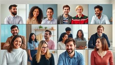 A diverse group of individuals engaged in a virtual language exchange session, each represented by an avatar and engaging in conversation in different languages, showcasing the platform's interactive and community-driven approach to language learning.