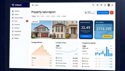 An AI-powered interface displaying a property valuation report with detailed insights, comparative market analysis, and visual representations, demonstrating the precision and sophistication of ValuBot Pro's technology.
