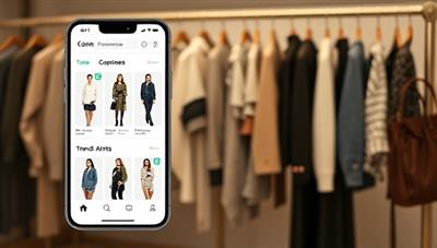 An AI-powered shopping app interface showcasing personalized style recommendations, outfit combinations, and trend alerts tailored to individual user preferences, set against a backdrop of a virtual closet with clothing items and accessories, reflecting a seamless and personalized shopping experience.