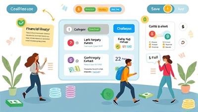 An artistic representation of a dynamic and engaging financial literacy game interface with interactive quizzes, challenges, and rewards, featuring diverse avatars navigating financial scenarios and learning opportunities, symbolizing fun and educational gameplay in personal finance.