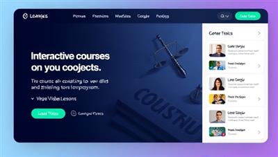 An engaging visual representation of an e-learning platform interface featuring interactive course modules, quizzes, and video lessons on various legal topics, designed with user-friendly navigation and vibrant graphics to enhance the learning experience and engagement.