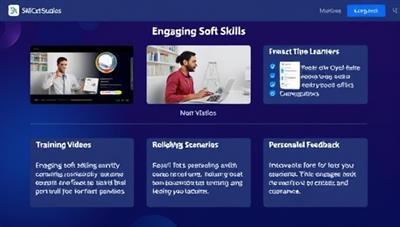 An interactive platform interface showcasing engaging soft skills training videos, interactive role-playing scenarios, and personalized feedback mechanisms, highlighting the immersive and impactful learning experience provided by SkillCast Studios for professionals and organizations.