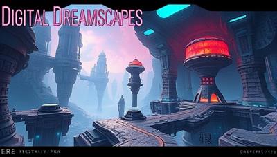 An imaginative concept art piece depicting a futuristic and surreal VR gaming environment created by Digital Dreamscapes, featuring fantastical landscapes, advanced technology, and immersive gameplay elements that evoke a sense of wonder and excitement for the studio's upcoming projects.
