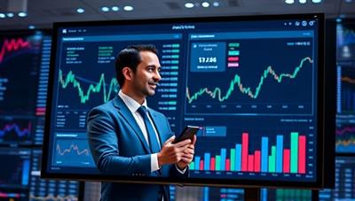 An AI-powered virtual financial advisor providing personalized investment advice on a digital screen, surrounded by financial charts and graphs, reflecting the cutting-edge technology and expertise of WealthWise in financial planning.