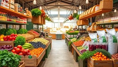 An enticing digital marketplace showcasing a variety of local food products, from fresh produce to artisanal goods, with vibrant images and interactive features that capture the essence of FlavorDash's culinary diversity.