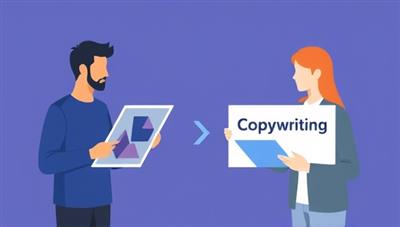 An image showing a freelancer offering graphic design services to another freelancer in exchange for copywriting services, symbolizing the collaborative and reciprocal nature of skill exchanges on the SkillSwapHub platform.