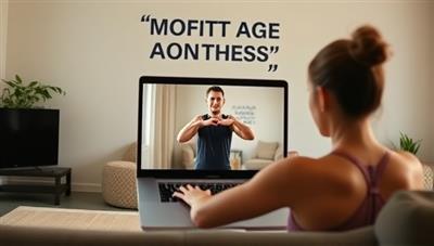 A split-screen image showing a coach leading a virtual workout session on a laptop screen while the client follows along in their living room, with motivational fitness quotes in the background, inspiring a sense of empowerment and motivation.
