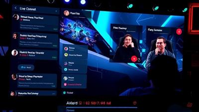 An interactive streaming interface with live chat, interactive polls, and mini-games overlaid on a gaming stream, showcasing the platform's engaging and immersive viewer experience during a live stream session.