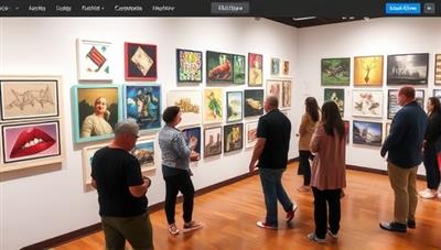 An interactive online gallery featuring diverse local artists' works, with virtual visitors engaging with the content and leaving encouraging comments, illustrating the supportive and creative community fostered by TalentSpot.