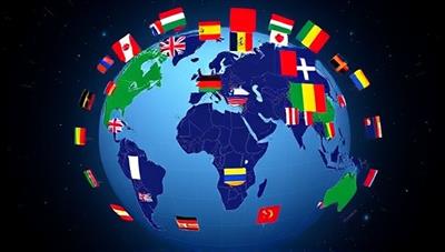 An interactive globe graphic showing diverse language flags popping up around the world, symbolizing the global connectivity and linguistic exchange facilitated by LingoSwap Connect, creating a vibrant and inclusive language learning community.