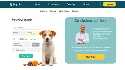 An interactive online platform interface showcasing a pet owner inputting their pet's details and dietary preferences, while receiving personalized nutrition recommendations from a certified pet nutritionist, highlighting the convenience and expertise of the service.