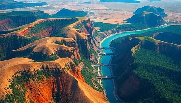 A breathtaking aerial shot of a scenic landscape captured by a drone, showcasing the beauty and versatility of aerial photography, with vibrant colors and intricate details that draw viewers into the image.