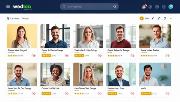 An online marketplace interface showcasing various tech support experts available for virtual sessions, with user reviews and ratings, representing a diverse pool of professionals ready to assist with telecommunication needs.