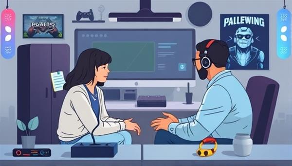 A supportive online counseling session with a counselor providing guidance and listening attentively to a gamer, surrounded by a virtual backdrop of gaming-themed elements, creating a safe and welcoming space for mental health discussions and support within the gaming community.