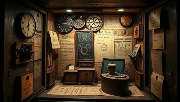 An intriguing image of a mysterious escape box filled with cryptic symbols, locked compartments, and hidden clues, inviting viewers to embark on a puzzling journey of discovery and intrigue from the comfort of their own home.