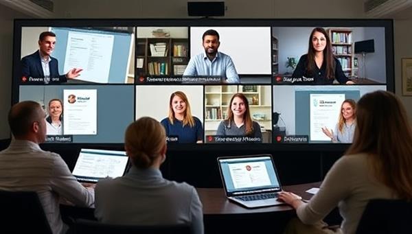 A virtual workshop setting with participants engaging in branding exercises, reviewing online profiles, and receiving personalized feedback from branding experts through a digital platform, showcasing the interactive and educational environment of BrandCrafters Online.