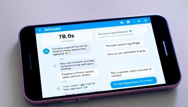 An engaging visual of a friendly AI chatbot interface on a mobile device, interacting with a user and providing tips on responsible gambling behavior, illustrating the supportive and informative nature of ResponAI BetGuard.