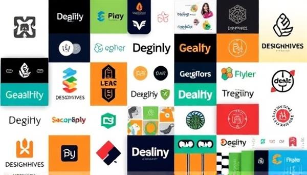 An artistic collage featuring a variety of design elements such as logos, illustrations, and branding materials, symbolizing the diverse and creative design services available on DesignHive