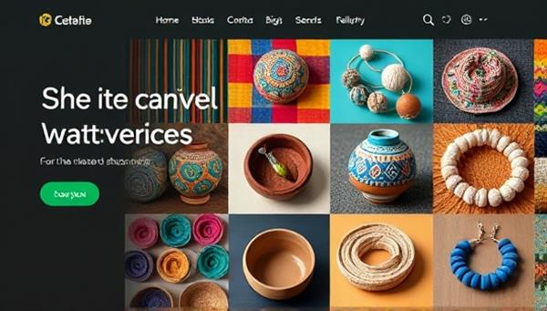 A vibrant online marketplace homepage featuring a curated selection of artisanal products, including colorful handwoven textiles, intricate ceramic pottery, and delicate handmade jewelry, displayed in a visually appealing grid layout that celebrates craftsmanship and creativity.