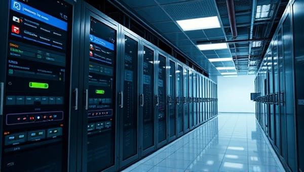 A secure data center environment with servers, encryption technologies, and biometric access control systems, symbolizing data protection and privacy measures implemented by the compliance firm to safeguard sensitive information and ensure regulatory compliance.