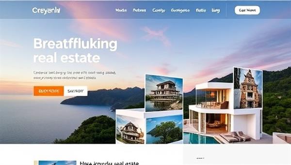 A sleek and modern website interface displaying a gallery of breathtaking real estate photos, with a clear call-to-action button for booking services, evoking professionalism and visual appeal.