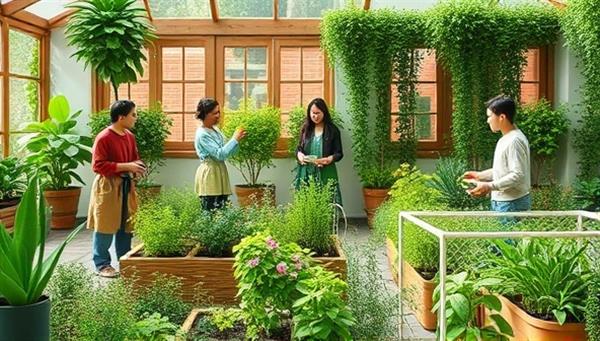 A virtual garden oasis scene with avatars tending to their plants, exchanging gardening tips, and showcasing their lush greenery in a vibrant and eco-conscious community setting, inspiring sustainable living and connection through gardening.