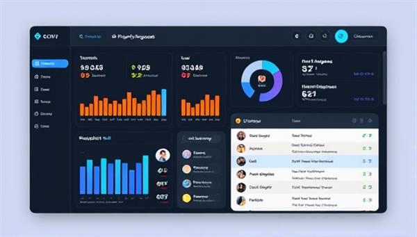A digital dashboard displaying property management metrics, tenant profiles, and maintenance requests, with a sleek and user-friendly interface that simplifies the rental management process.