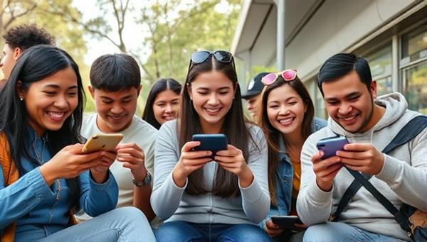 An engaging visual of a diverse group of people playing mobile games on their smartphones in different settings like a park, cafe, and public transport, showcasing the versatility and accessibility of GameOn-the-Go