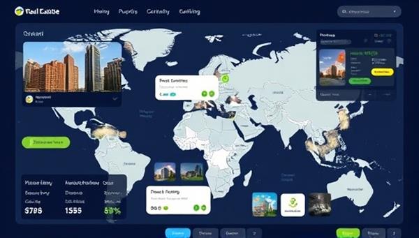 A digital marketplace interface showcasing various real estate investment opportunities, with interactive maps, property details, and investment metrics, creating a dynamic and engaging platform for investors and property owners.