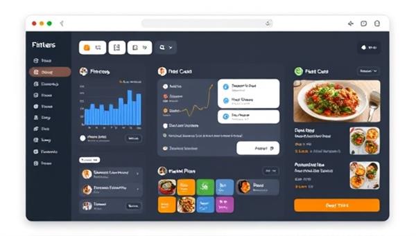 A digital platform interface showing a user tracking their fitness progress, chatting with a health coach, and accessing personalized meal plans, conveying convenience and support in achieving health goals.