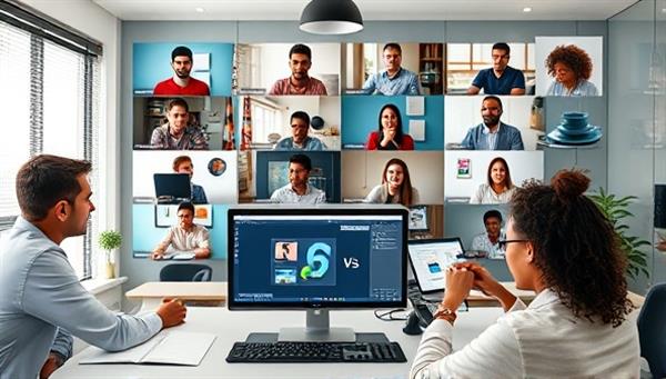 An online learning environment with diverse students engaging in a virtual classroom setting, interacting with design software and sharing ideas, illustrating the interactive and collaborative nature of DesignAcademy Pro.