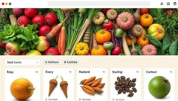 An online seed exchange platform interface showcasing a vibrant array of heirloom seeds, with interactive features for users to browse, swap, and contribute to the collective seed bank, fostering a sense of community and biodiversity conservation.
