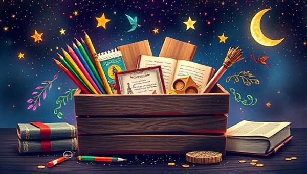 An artistic digital illustration of a magical writing crate overflowing with literary treasures, colorful pens, enchanted journals, and whimsical writing prompts, inviting subscribers into a world of creativity and inspiration, symbolizing the transformative and immersive writing experience offered by InkCrate, capturing the essence of magic and self-expression.