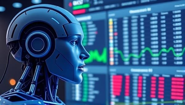 An AI analyzing sports data and generating betting insights on a digital screen, showcasing the advanced technology and predictive capabilities of SmartBet Insights.