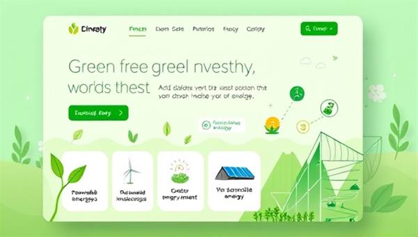 An eye-catching platform design featuring green-themed visuals, eco-friendly icons, and images of renewable energy sources, conveying a message of sustainability, responsible investing, and positive environmental impact through financial choices.