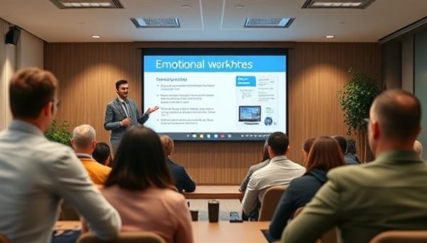 An engaging visual of a virtual mental health workshop in progress, featuring a speaker delivering a session on emotional resilience with interactive slides and participant engagement, creating a dynamic and educational atmosphere for attendees, reflecting the quality of MindMasters Workshops.