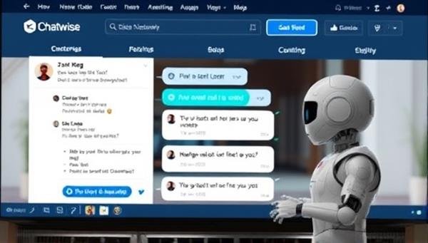 An interactive chatbot interface on a website, engaging with a user and showcasing the platform