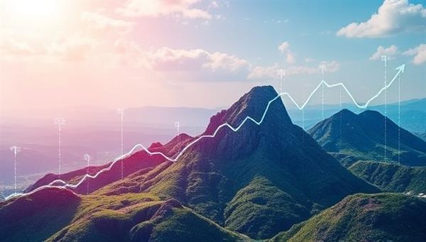 A digital landscape showcasing a dynamic growth graph with upward trends, surrounded by virtual growth hacking tools and optimization techniques, symbolizing the transformative impact of GrowthVirtuoso