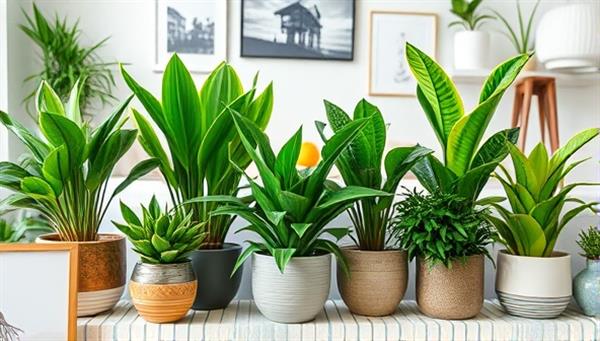 An artistic arrangement of vibrant green plants in stylish pots against a backdrop of modern home decor, showcasing the aesthetic appeal and calming effect of indoor plants in a contemporary living space.