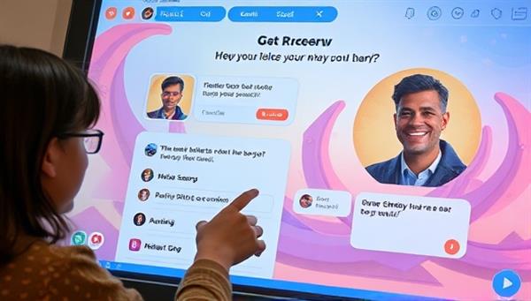 A user navigating through a digital platform, selecting choices for a character in an interactive story, with vibrant visuals and engaging decision-making prompts, capturing the essence of personalized storytelling.