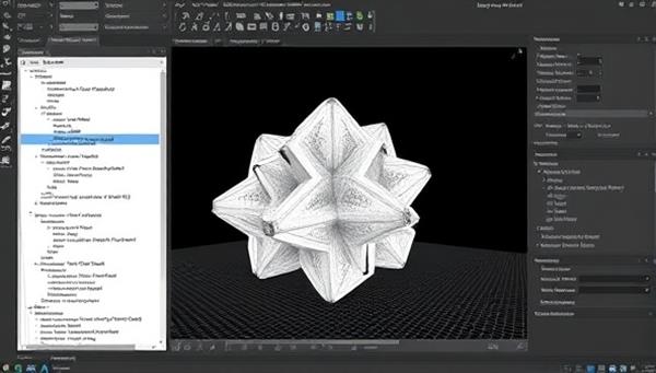 An interactive parametric design software interface displaying a complex and visually captivating architectural form generated through algorithms and parameters, showcasing the creative potential and geometric intricacies of parametric design in architecture.