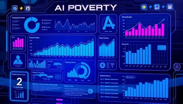 An illustration of a futuristic AI interface displaying property investment data, market trends, and personalized recommendations for users, showcasing the advanced technology and analytical capabilities of the platform.