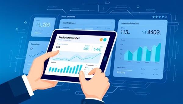 An illustrative representation of a digital platform interface displaying investment recommendations and portfolio performance charts generated by WealthWise Bot, with a user engaging with the robo-advisor service on a tablet device, symbolizing efficiency and data-driven investment decisions.