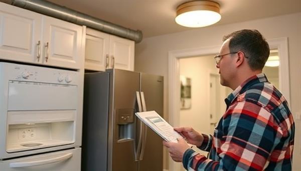 An energy auditor conducting an inspection of a rental property, examining energy-efficient appliances, insulation, and lighting fixtures, showcasing the meticulous evaluation process and dedication to enhancing energy efficiency in rental units by EffiRent Audits.
