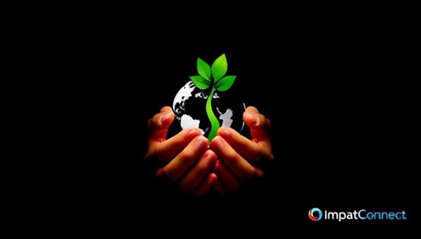 An emotionally compelling image of a brand logo intertwined with a symbolic representation of a social cause, such as hands holding a globe or a tree growing from a heart, illustrating the connection and impact of purpose-driven marketing initiatives facilitated by ImpactConnect.