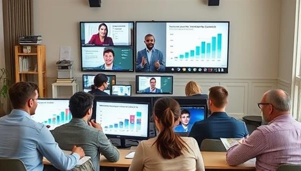 An online real estate investment course in progress, with a diverse group of participants engaging in a virtual learning session led by an expert instructor, with interactive charts and investment case studies displayed, fostering a collaborative and educational environment for aspiring real estate investors.